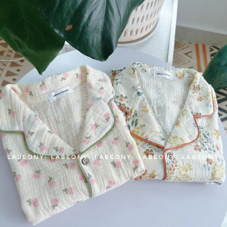 Pijama xô muslin đồ mặc nhà đồ bộ hoa cao cấp mềm mát Labeony