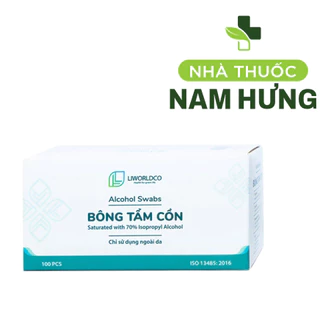 Bông tẩm cồn Alcohol Swabs Liworldco làm sạch và khử trùng da (100 miếng)