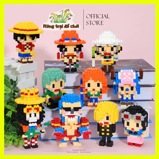 Combo mô hình lắp ráp mini 10 nhân vật One Piece Vua Hải Tặc Luffy Sanji Zoro Brook Nami Choper