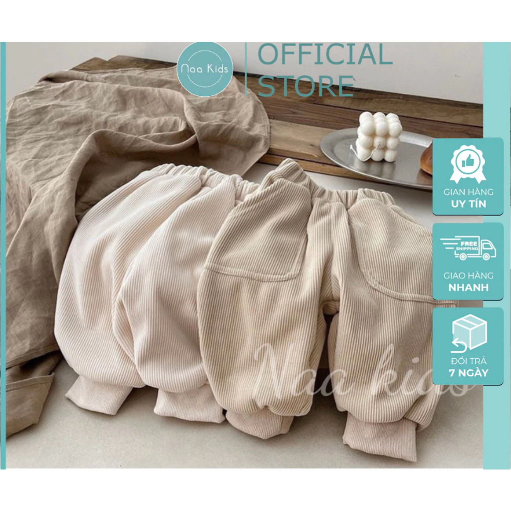 Quần dài bé trai, quần nỉ nhung cho bé trai lót bông dày dặn phong cách hàn quốc , size cho bé 0 đến 2 tuổi