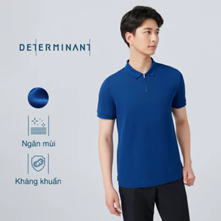 Áo thun nam Polo Cotton kháng khuẩn ngăn mùi thương hiệu Determinant - màu Xanh dương Khóa kéo ở cổ [P07]