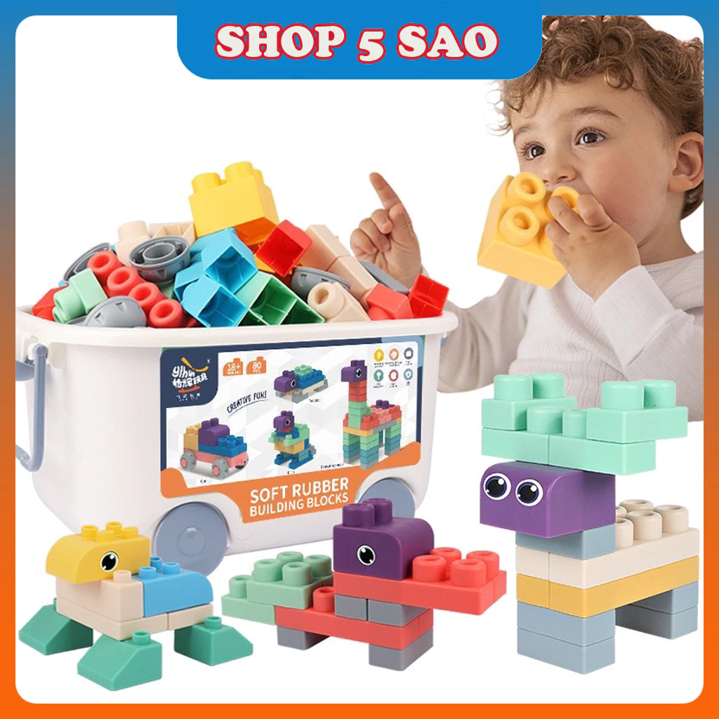 Đồ Chơi Xếp Hình Thông Minh, Lego Nhựa Dẻo, Lắp Ghép Nhựa Dẻo An Toàn Cho Bé