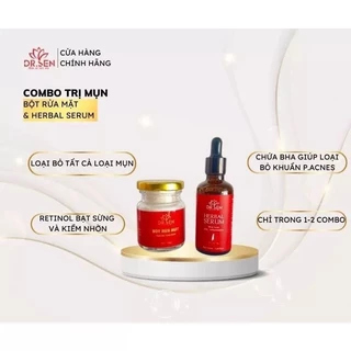 Combo Serum Thảo Dược + Bột Thảo Mộc Sen Spa Mẫu Mới  [ Sạch Mụn - Nám Tàn Nhang - Tái Tạo Da ]