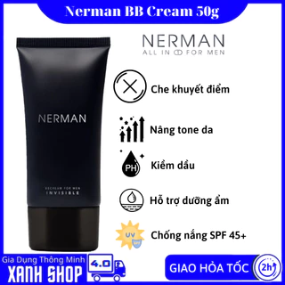 Kem che khuyết điểm cho nam Nerman BB Cream Invisible 3in1, Chống nắng SPF 45+, 2 loại tông: tối màu & tự nhiên