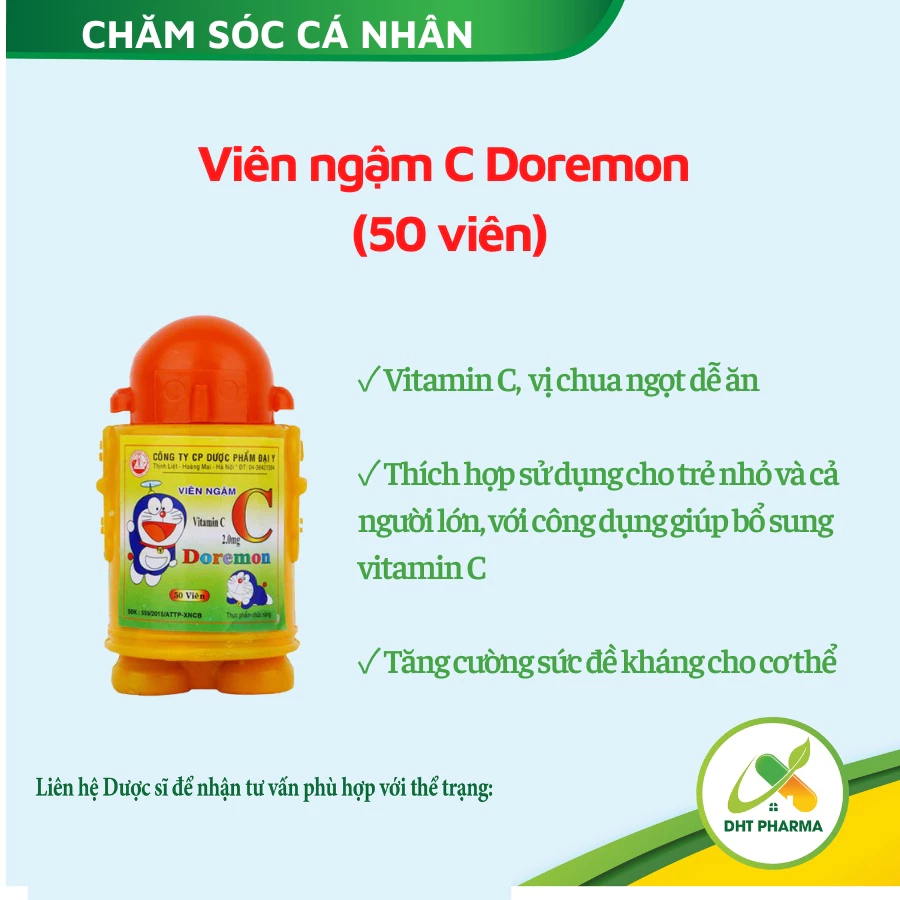 Viên ngậm Vitamin C Doremon, tăng cường sức đề kháng cho cơ thể (50 viên)