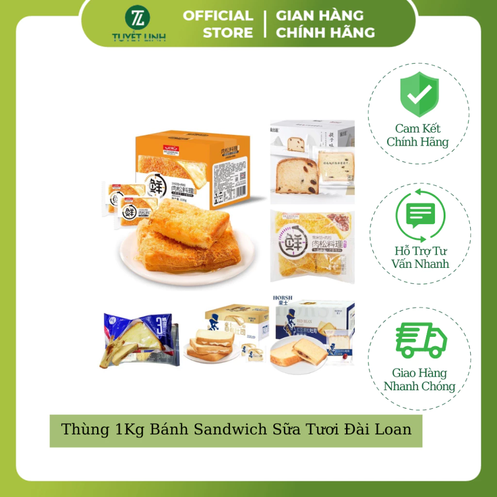 Thùng 1Kg Bánh Sandwich Sữa Tươi Đài Loan