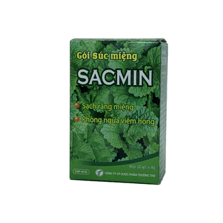 Gói súc miệng Sacmin - khử khuẩn, thơm mát, chống nấm - Hộp 12 gói 3g - NT Phương Huệ