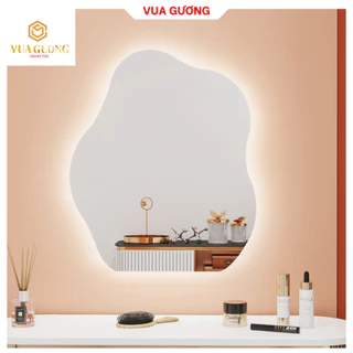 Gương hình hạt đậu trang trí bàn trang điểm VUA GƯƠNG treo tường nhà tắm.phòng ngủ có đèn led cảm ứng (Full phụ kiện)