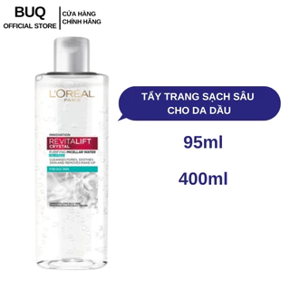 Nước Tẩy Trang L'Oréal Paris XÁM Sạch Sâu Cho Da Dầu Revitalift Crystal Purifying Micellar Water 400ml, 95mL