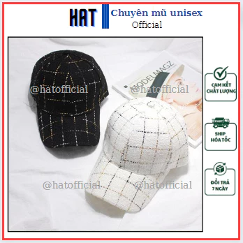 Mũ lưỡi trai nam nữ, Nón kết nam karo chất vải bố xước cao cấp, 2 màu Đen-Trắng form unisex nam nữ N115 - HAT Style