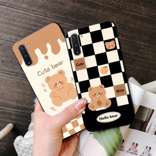 Ốp lưng Samsung note 10 / ss note 10 plus / ss note 10+ in hình kẻ caro gấu nâu siêu cute dễ thương