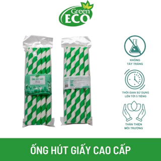 Ống hút giấy Green Eco phi 12 - các màu (10 cái/ gói) (Giao màu ngẫu nhiên)