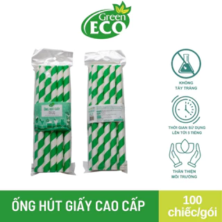 Ống hút giấy Green Eco phi 12 - các màu (100 cái/ gói) (Giao màu ngẫu nhiên)