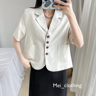 Áo blazer cộc tay dáng ngắn có đệm vai phong cách Hàn Quốc B3