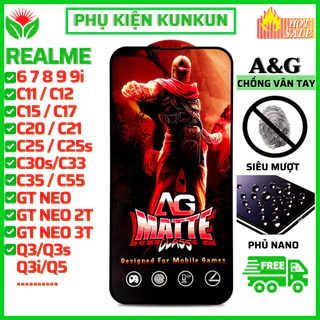 [AG Chống vân tay] Kính Cường Lực Realme 10 9 9i 9 Pro 8 7 6 6i 5s 5i 5 GT Neo 2T Q3 Pro C11 C35 C30s C33 C25 C55 C21 C3