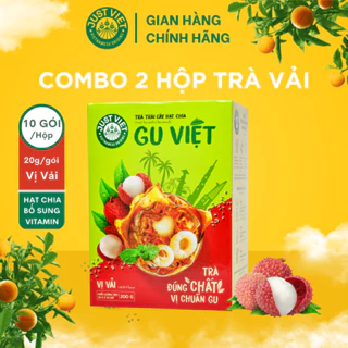 Combo 2 Hộp Trà Trái Cây Hạt Chia Just Viet - VỊ VẢI - Tiện Lợi Thơm Ngon - HỘP 10 GÓI 20g x 2