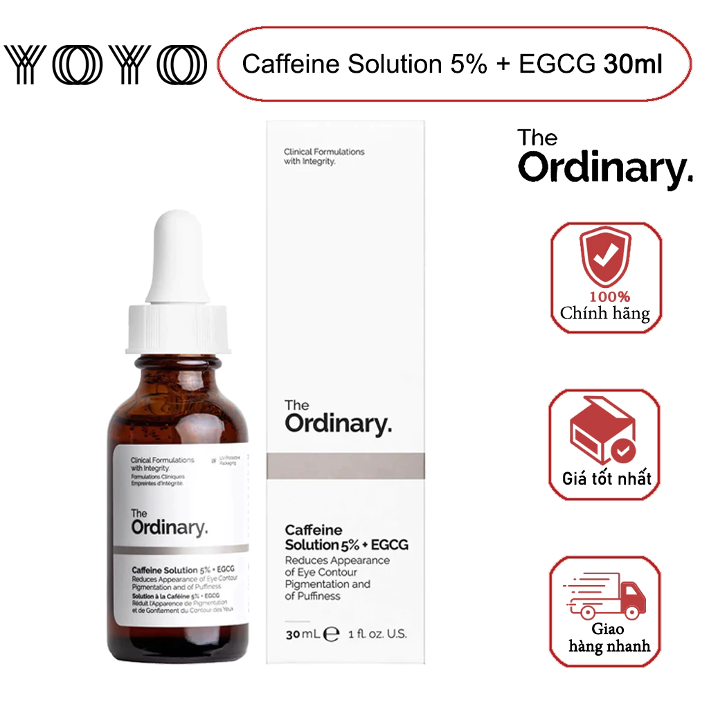 The Ordinary Serum dưỡng mắt, giảm quầng thâm - Caffeine Solution 5% + EGCG 30ml  Và Bọng Mắt Hiệu Quả