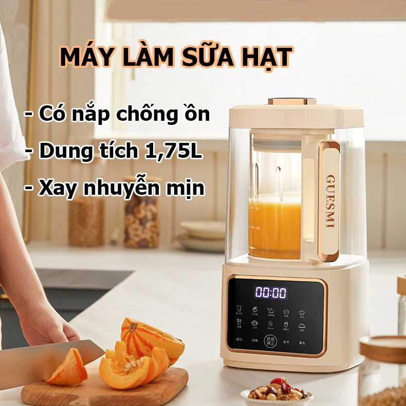 Máy Làm Sữa Hạt, Máy Xay Nấu Sữa Hạt GUESMI, Sưa Đậu Nành, Sữa Bắp, Sữa Ngũ Cốc Đa Năng Dung Tích 1200ml