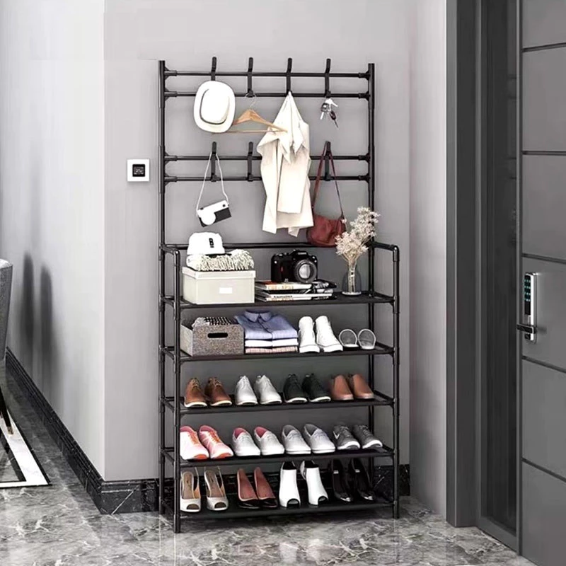Kệ để giày dép kệ đựng giày thông minh đa năng chữ L 4 tầng 5 tầng thông minh TAKORA có móc treo quần áo và đồ dụng khác