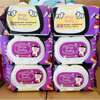 [5 HỘP TẶNG 1 HỘP=6]6 hộp khăn ướt AMYBABY không mùi kháng khuẩn an toàn cho bé Kt 17*24cm