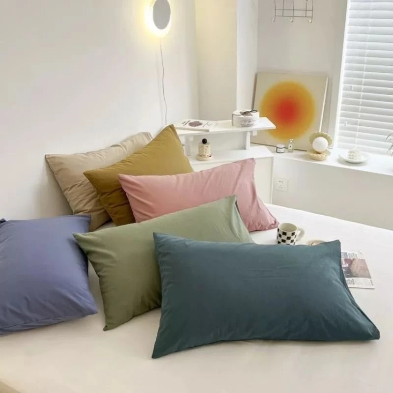 Vỏ gối Cotton tici màu trơn kiểu mới không khóa vỏ đầu 50x70 vỏ ôm 35x110 mềm mịn ( 1 chiếc)