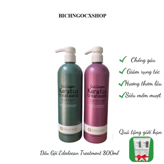 Dầu Gội Xả Keratin Collagen Ededocean Treatment 800ml Siêu Mềm Mượt.Phục Hồi Hư Tổn Nặng,Giảm Rụng, Mọc Tóc