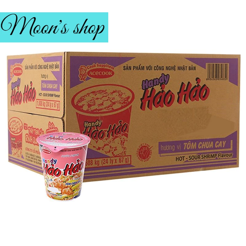 Thùng 24 ly mì Handy Hảo Hảo tôm chua cay (24 ly*67g)