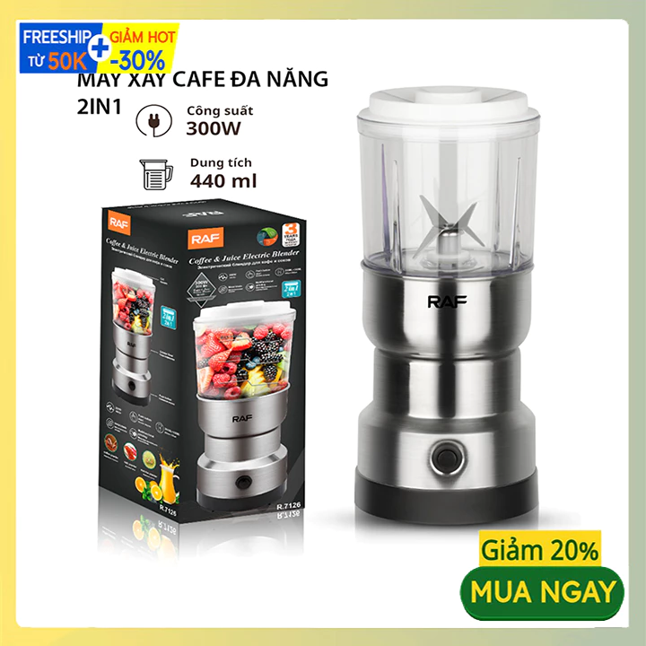 Máy xay ngũ cốc RAF 300W xay thảo dược, gia vị siêu mịn tặng cối xay sinh tố