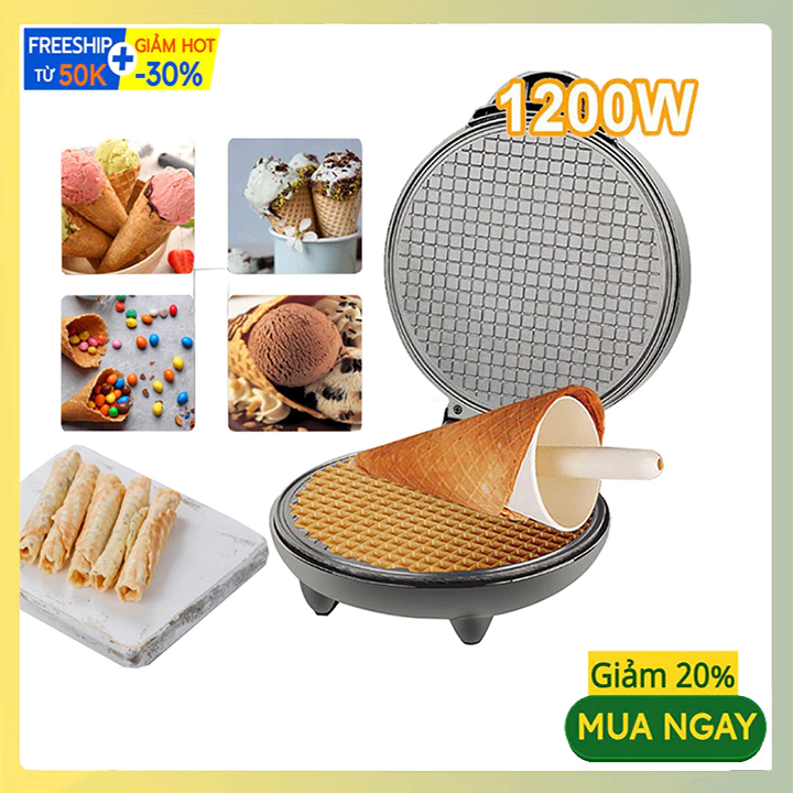 Máy nướng bánh ốc quế RAF 1200W làm nóng đều 2 mặt, bánh thơm ngon