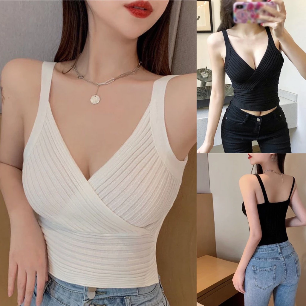 Áo Croptop Nữ Len Tăm Mềm Mịn Cổ V Quyến Rũ Siêu Hot V84