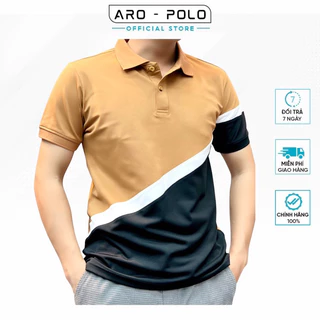 Áo Polo Nam Cổ Bẻ ARO màu cà rốt Phối Chéo  Form Slim Thun Poly Cá Sấu Mềm Mịn Thoáng Mát - PL10