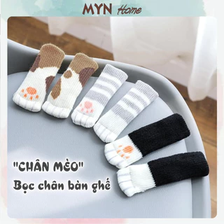 Bọc chân ghế, vỏ bọc chân bàn hình móng mèo đan len dễ thương MYN Home (set 4 chiếc)