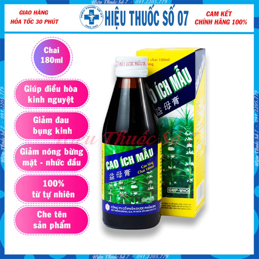 Cao ích mẫu OPC chai 180ml điều hòa kinh nguyệt và đau bụng kinh