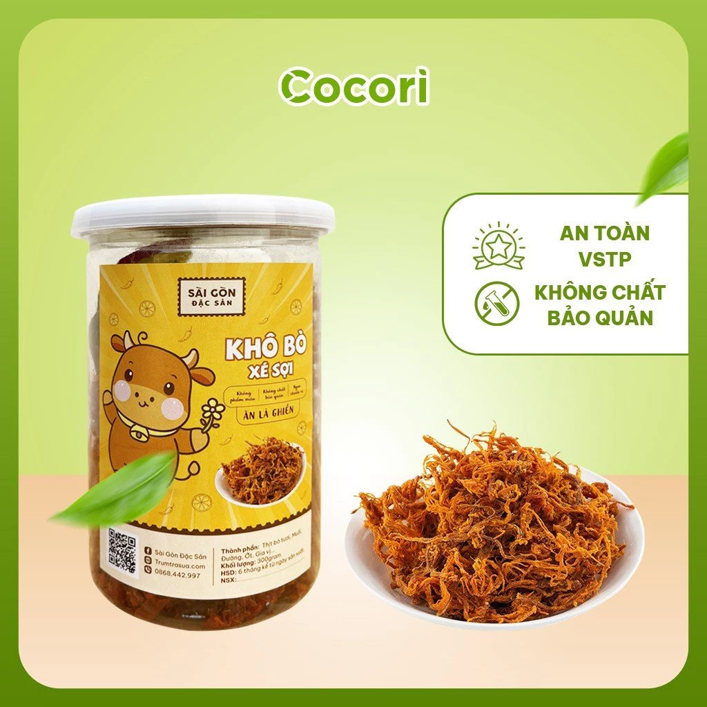 Khô bò xé sợi 300g loại đặc biệt ngon Đồ Ăn Vặt Cocori