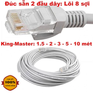 Dây cáp mạng Kingmaster LAN CAT5E bấm sẵn 2 đầu chuẩn RJ45 kết nối wifi internet cho máy tính laptop  1.5 m đến 10 mét