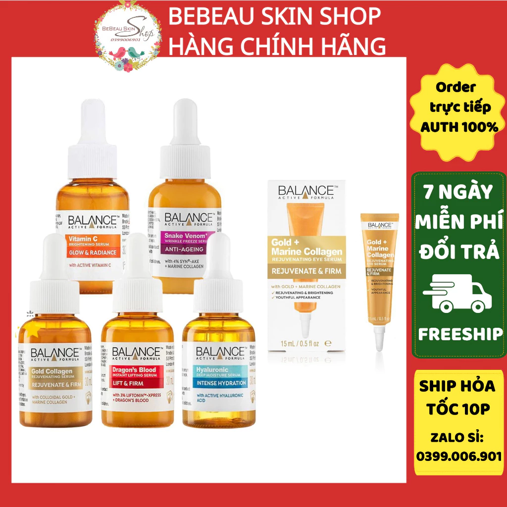 Serum Dưỡng Căng Bóng Da, Ngừa Lão Hóa Balance Gold Collagen Rejuvenating Dưỡng Trắng, Cấp Nước, Nâng Cơ, Phục Hồi