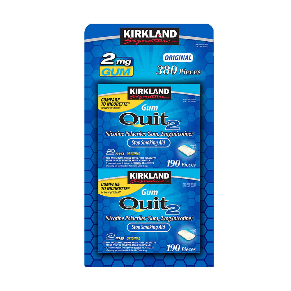 Kẹo cai thuốc lá Kirkland Signature Quit 2 Gum Original hộp 190 viên của Mỹ