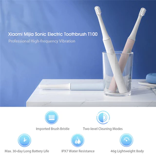 Bàn Chải Điện Xiaomi Mijia T100(Pin Sạc)-Bàn Chải Đánh Răng,Lấy Sạch Mảng Bám Chống Nước IPX7