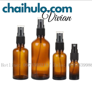 100ml - Chai xịt phun sương, chai thủy tinh màu nâu, trong suốt dày đẹp, chất lượng cao