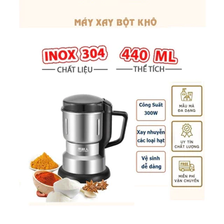 Máy xay hạt khô 400ml, xay bột, gia vị cà phê đa năng,công suất 250w, 6 lưỡi dao cực bén, chất liệu cối inox