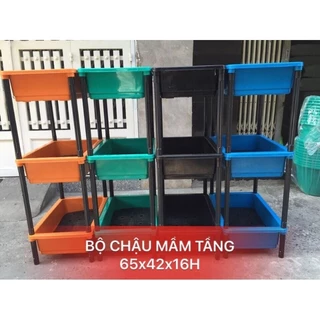 kệ trồng rau nuôi cá 3 tầng cỡ lớn có tấm lưới thoát nước 65x42x16