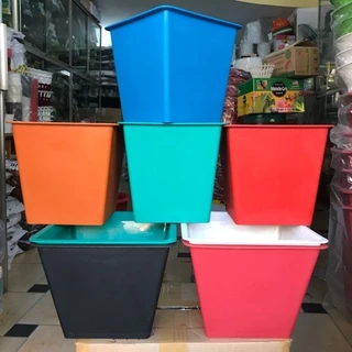 combo 5 chậu nhựa vuông nhiều màu size lớn 35x35x26cm.