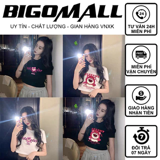 Áo croptop bozip Gấu Dâu lớn nhỏ dáng ôm ngắn tay cá tính BIGOMALL