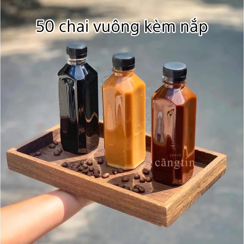 50 chai vuông 330ml fi30 kèm nắp