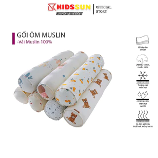 gối ôm cao cấp cho bé KIDSSUN chất liệu MusLin mềm mịn ruột bông đàn hồi