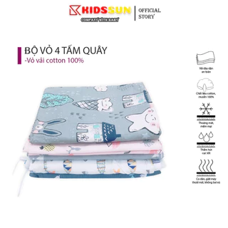 Bộ vỏ quây cũi KIDSSUN cho bé, không bao gồm ruột, chất liệu Cotton mềm mịn nhiều kích thước màu sắc