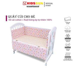 Quây cũi KIDSSUN cho bé, gồm 4 tấm ruột chất liệu bông tấm và vỏ Cotton 100% mềm mịn, thoáng mát, thấm hút tốt