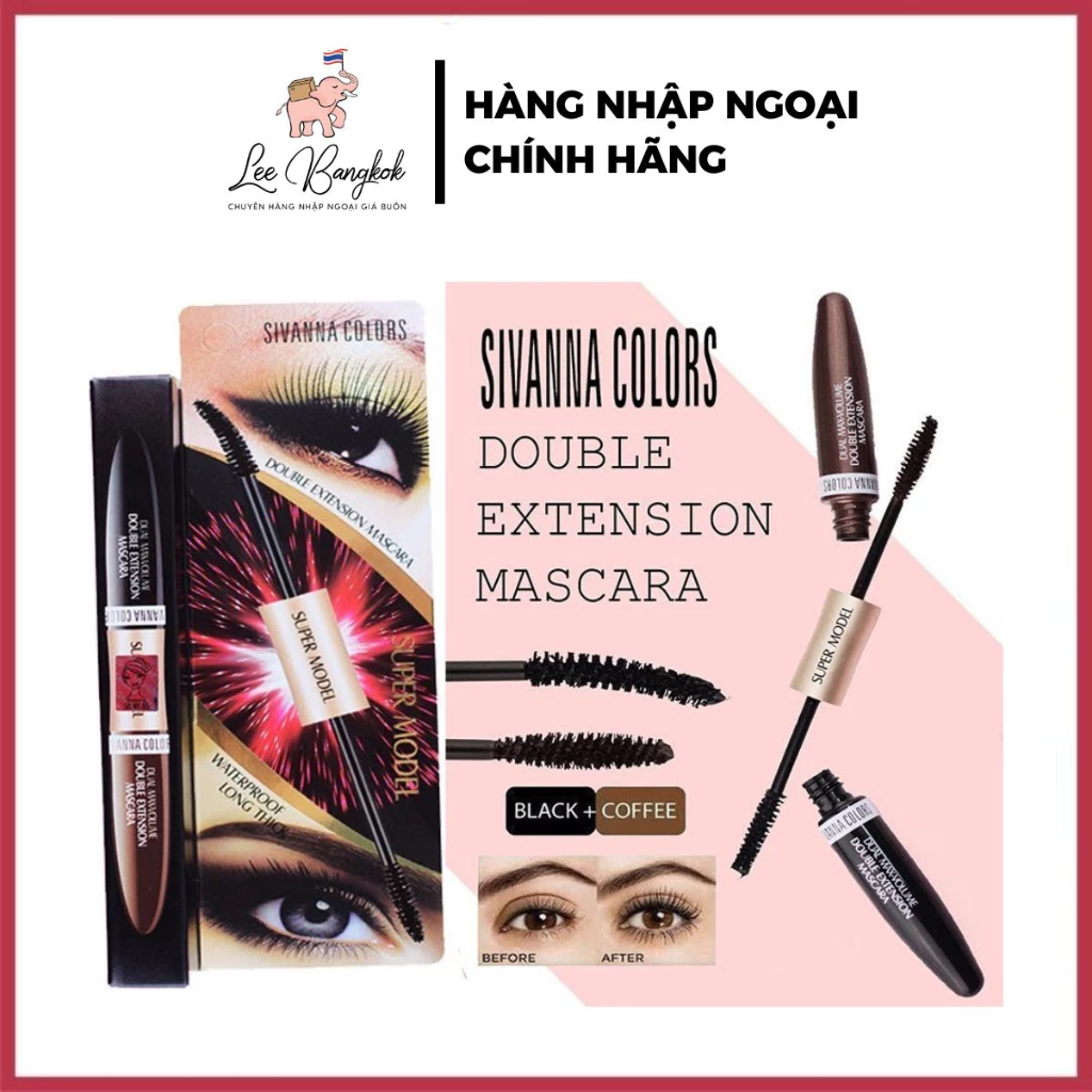 Mascara Sivanna Colors Super Model 2in1 Double Extension Mascara Hf901 Chuốt Mi Hai Đầu Tiện Lợi