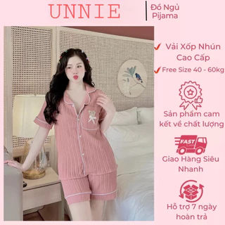 Bộ Pijama mặc nhà chất liệu Xốp Đũi quần đùi gấu túi UNI B03