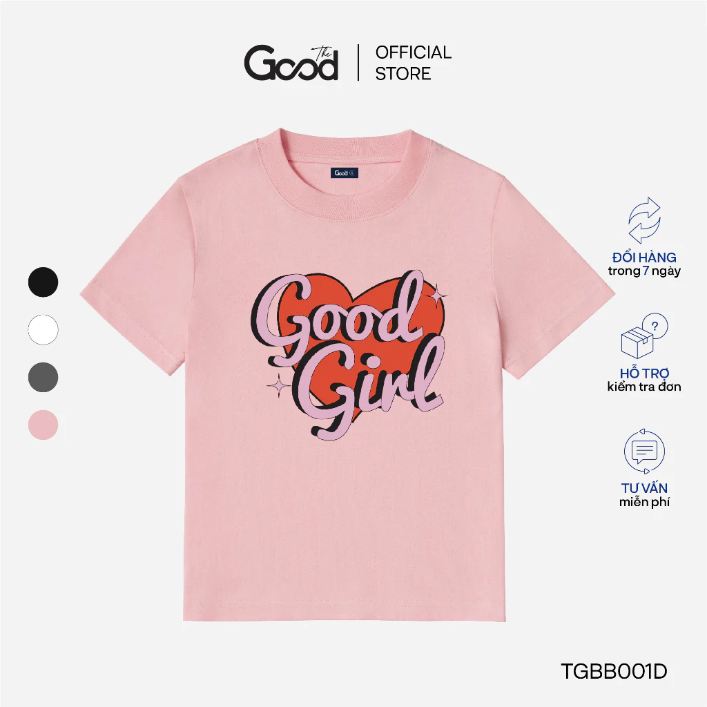 Áo Phông Nữ THE GOOD "Goodgirl" 4 Màu Basic, Áo Baby Tee Cổ Tròn Form Fit Chất Liệu Cotton Co Giãn